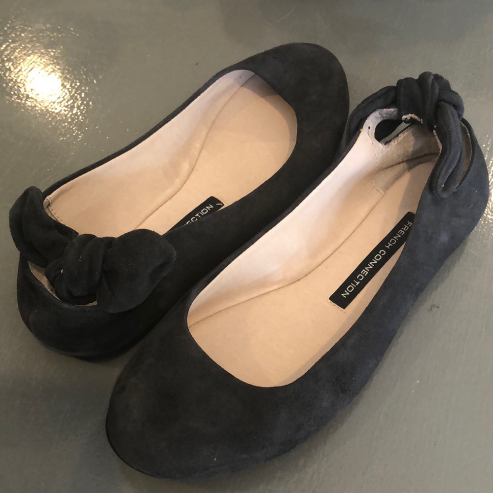 Gray Suede Knotted Flats